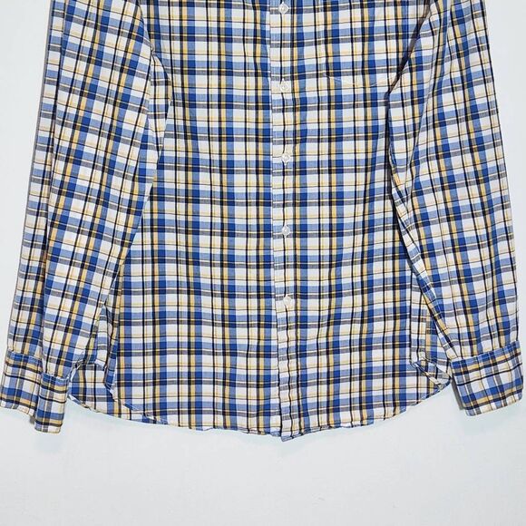 J. Crew Yellow and Blue Plaid Button Down Shirt Size Large Preppy Plaid Shirt - Picture 3 of 8
